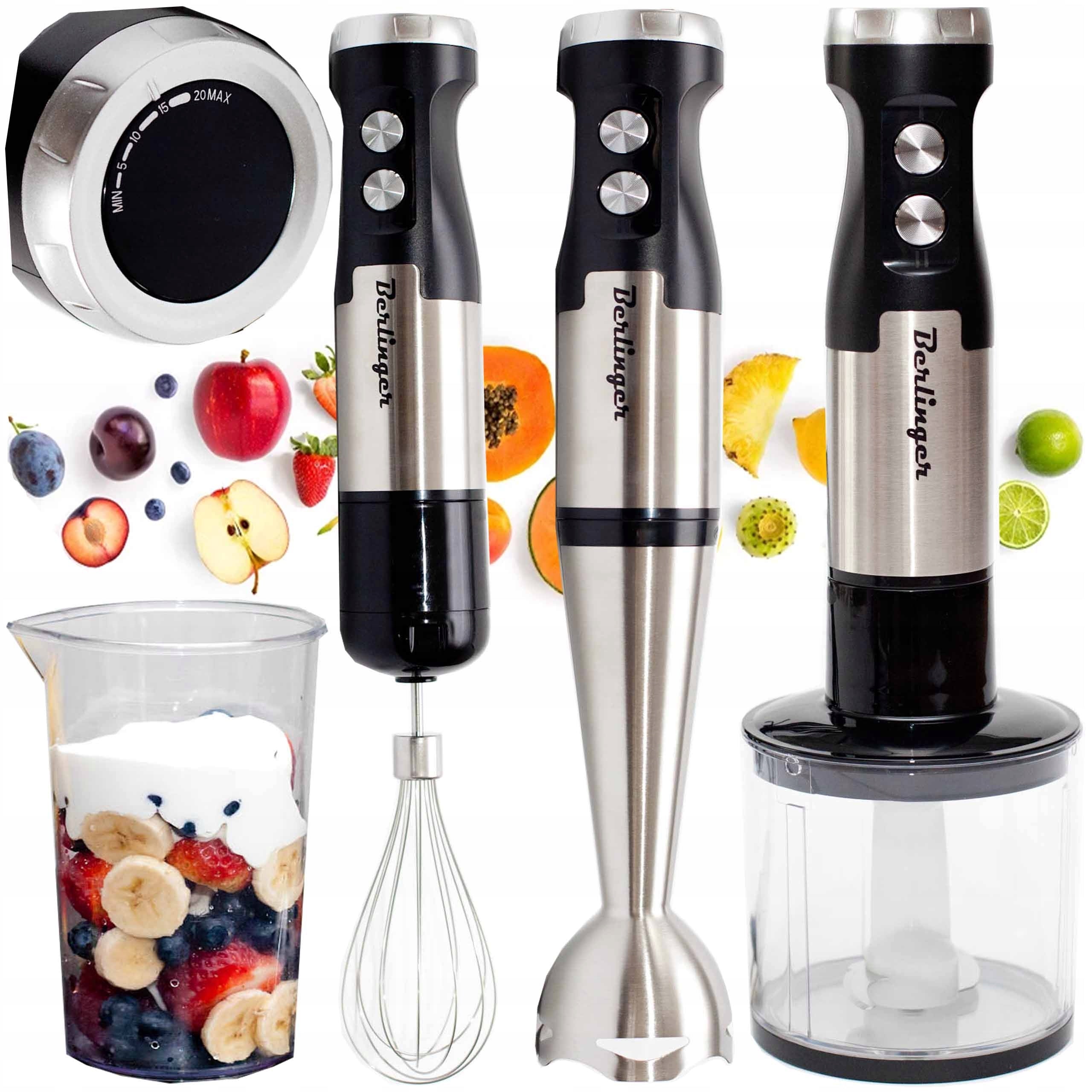 Hand blender food processor 1250W | metal mixer, malaxer, whisks