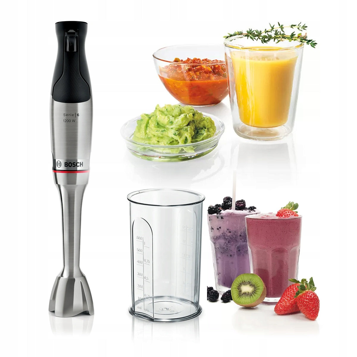 Hand blender with container Bosch ErgoMaster 1200W Steel blade Strong