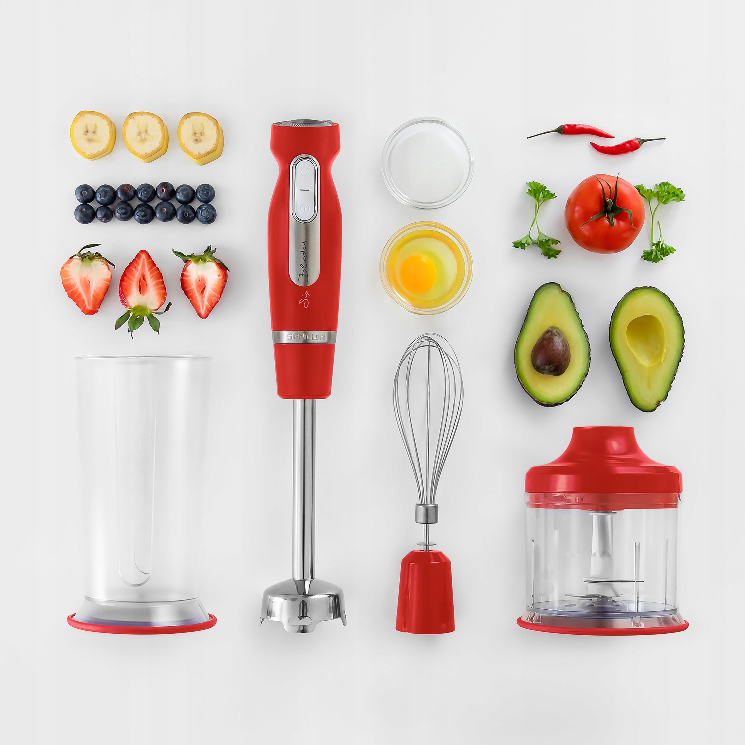 Hand blender with incisor 1000W TURBO red Sencor SHB 4464RD-EUE3 Manufacturer code SHB 4464RD