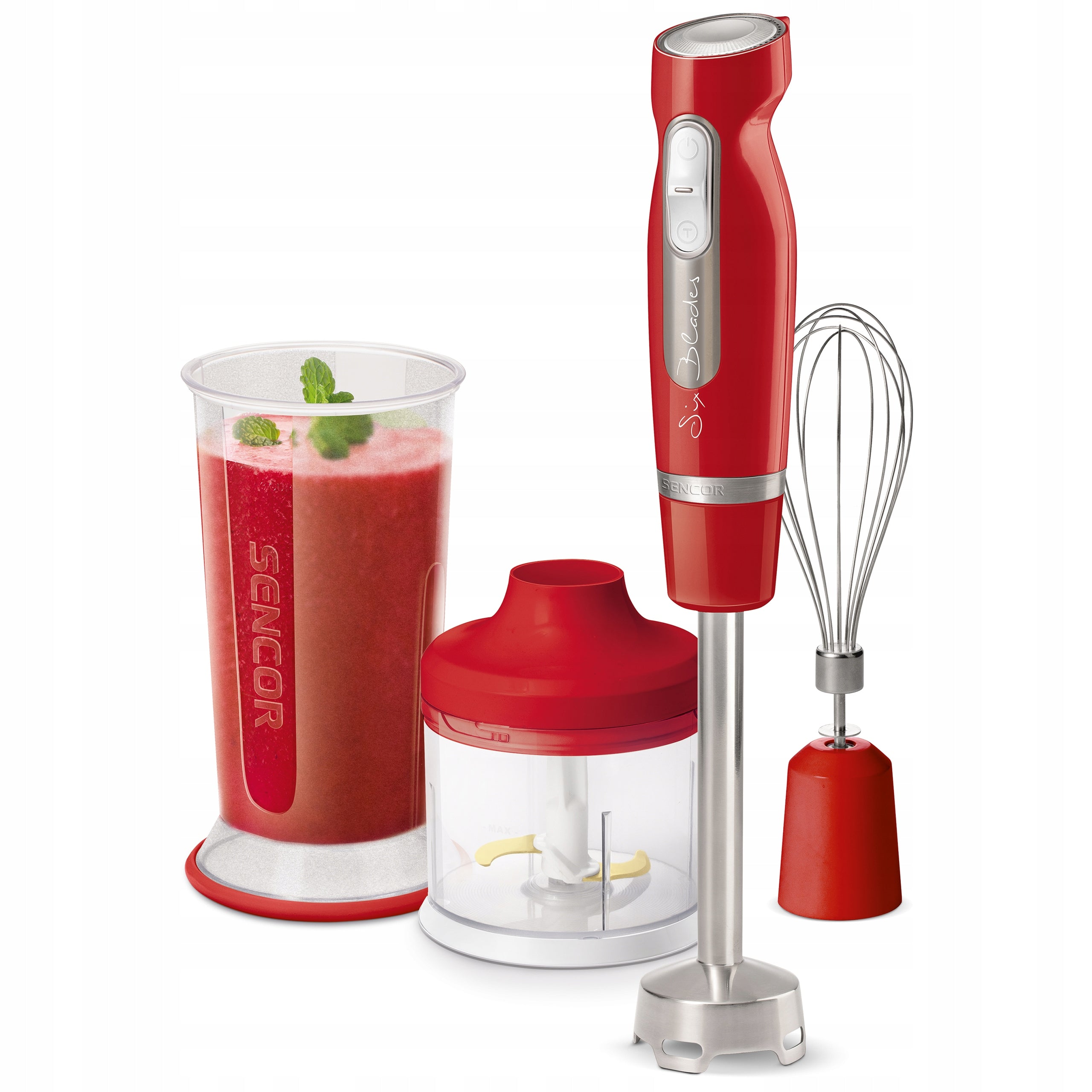 Hand blender with incisor 1000W TURBO red Sencor SHB 4464RD-EUE3