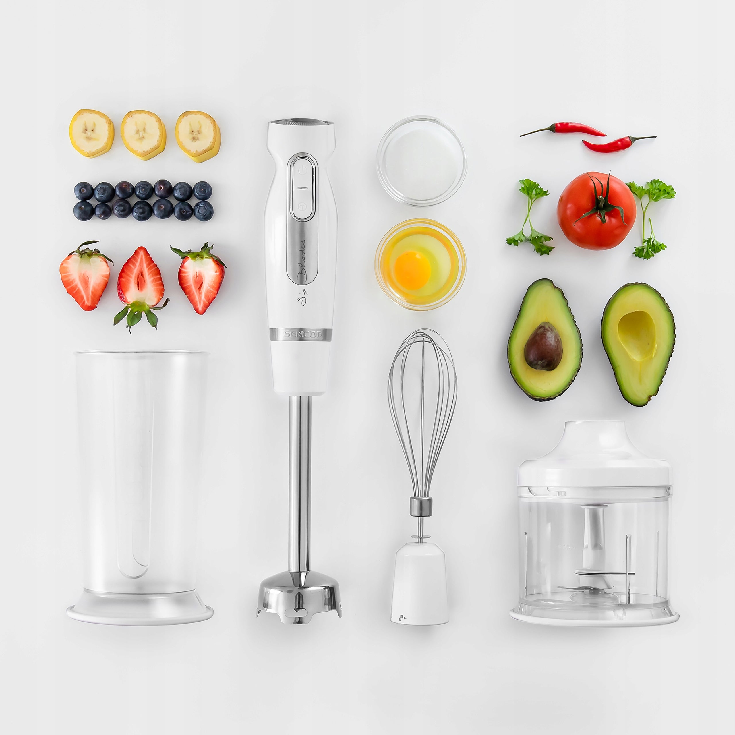 Hand blender with incisor 1000W TURBO white Sencor SHB 4460WH-EUE3 Manufacturer code SHB 4460WH-EUE3