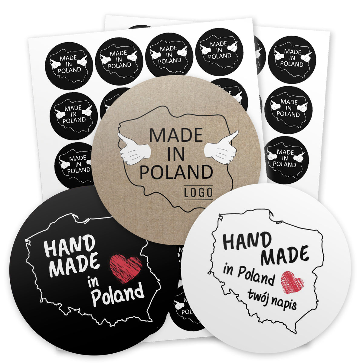 Hand made stickers in Poland 5cm 48pcs