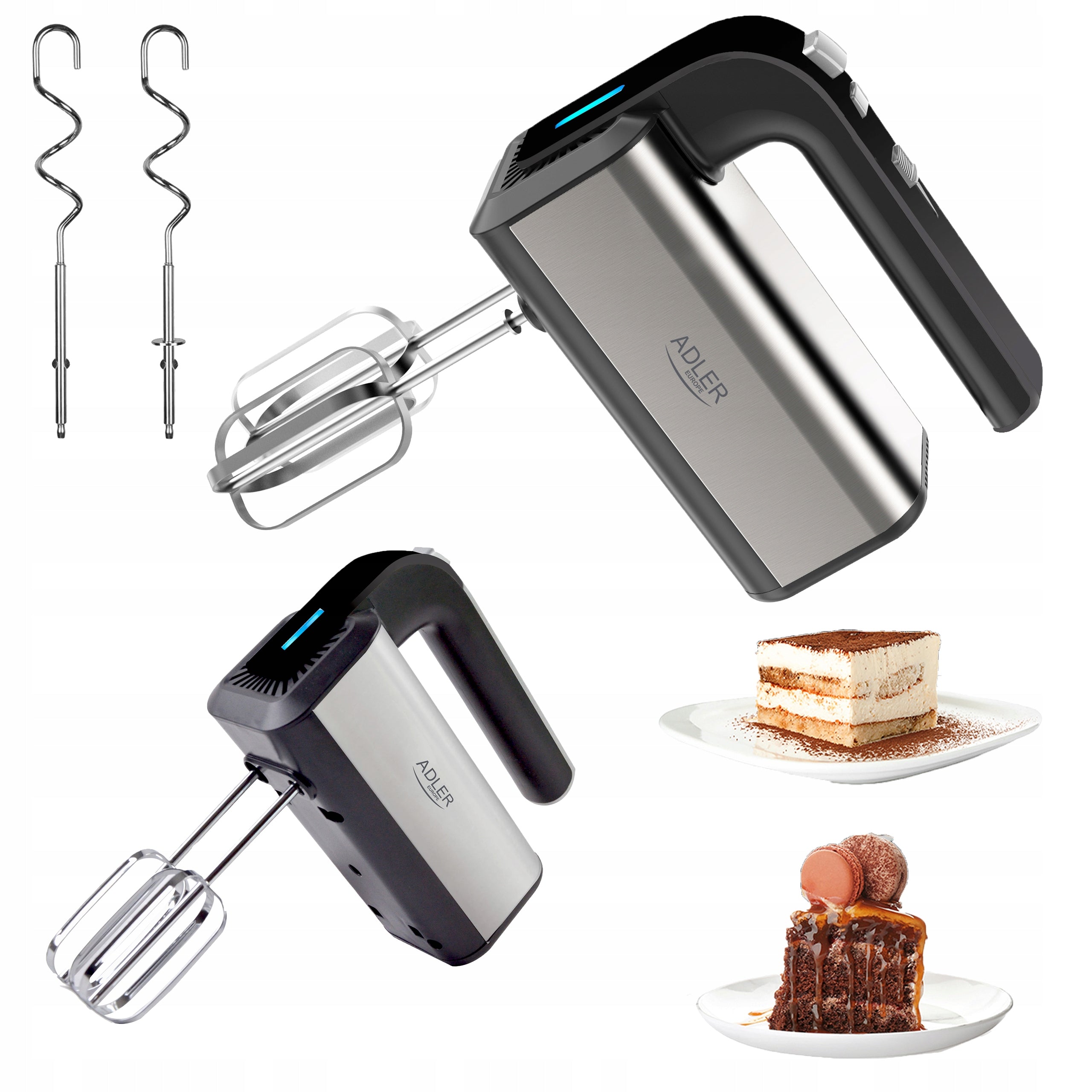 Hand mixer Food processor 800W 5 speeds + TURBO 4 Mixers Slow start Brand ADLER