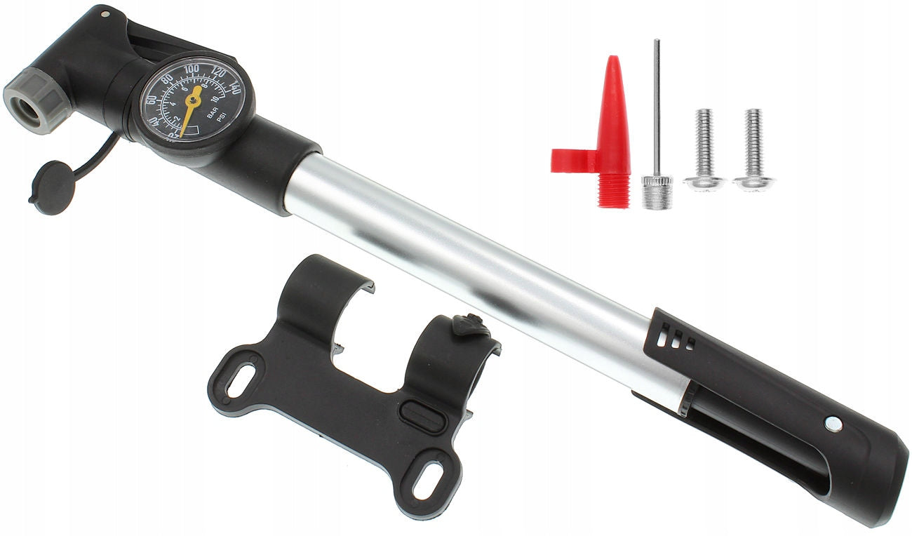 Hand pump Honor Bicycle pump with Presta Pressure Gauge Schrader silver Brand Honor