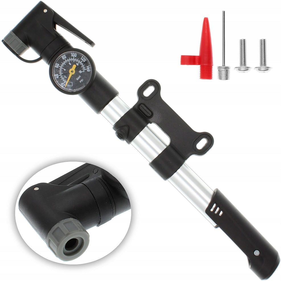Hand pump Honor Bicycle pump with Presta Pressure Gauge Schrader silver Packaging status original
