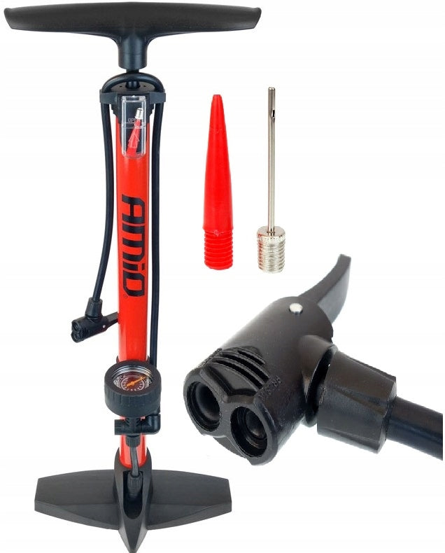Hand pump for car bicycle metal with pressure gauge PU02 Amio-02146