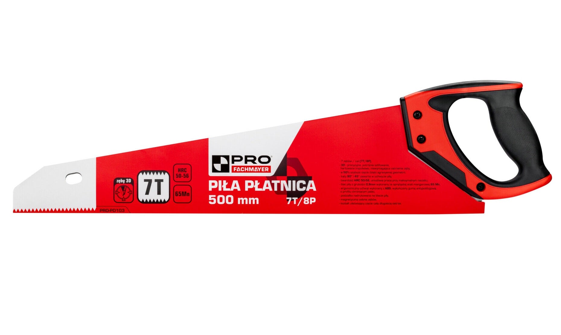 Hand saw for wood flake 7T 500 mm (PRO-PD103) PRO Product weight with unit packaging 0.5 kg