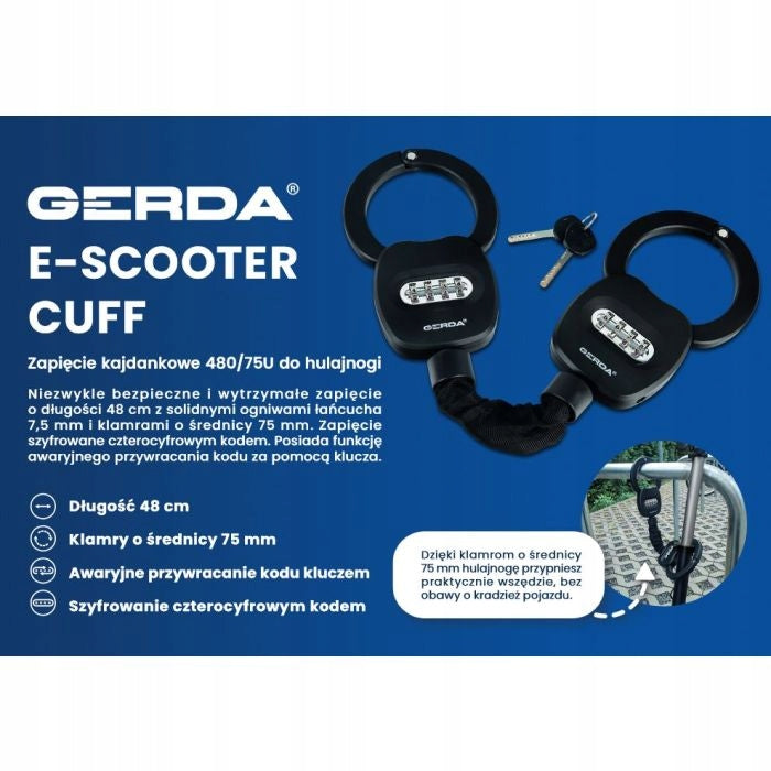 Handcuff clasp for scooter GERDA E-SCOOTER CUFF 480/75U cipher Brand Gerda