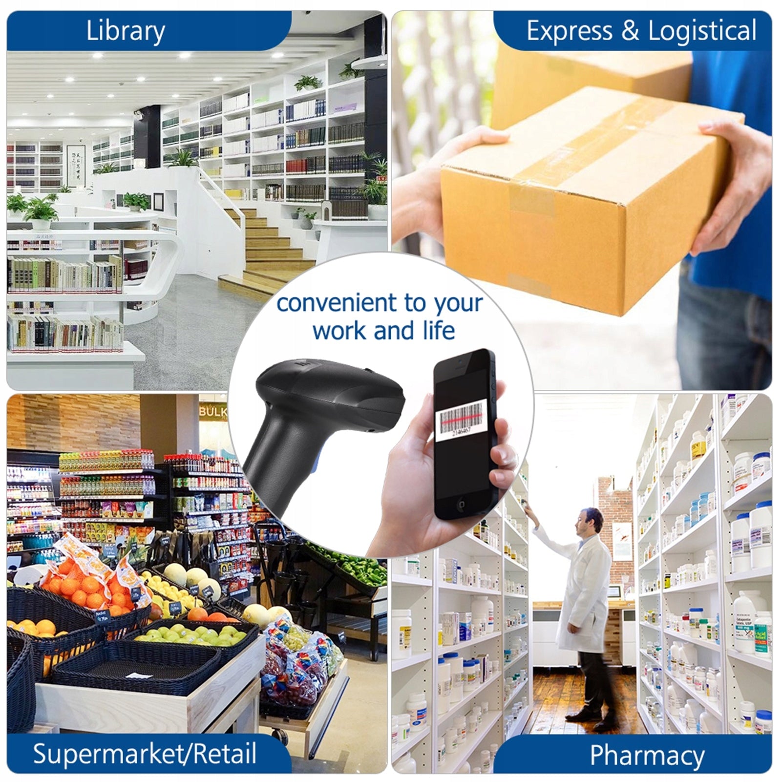 Handheld CCD Barcode Scanner Automatic Wired PA Reader