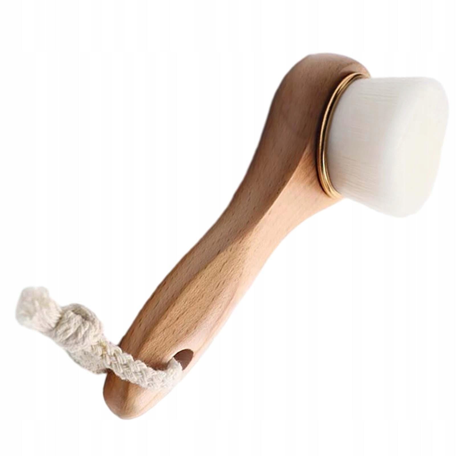 Handheld Cleansing Brush Wood Handle Deep Cleansing Face Scrubber White B
