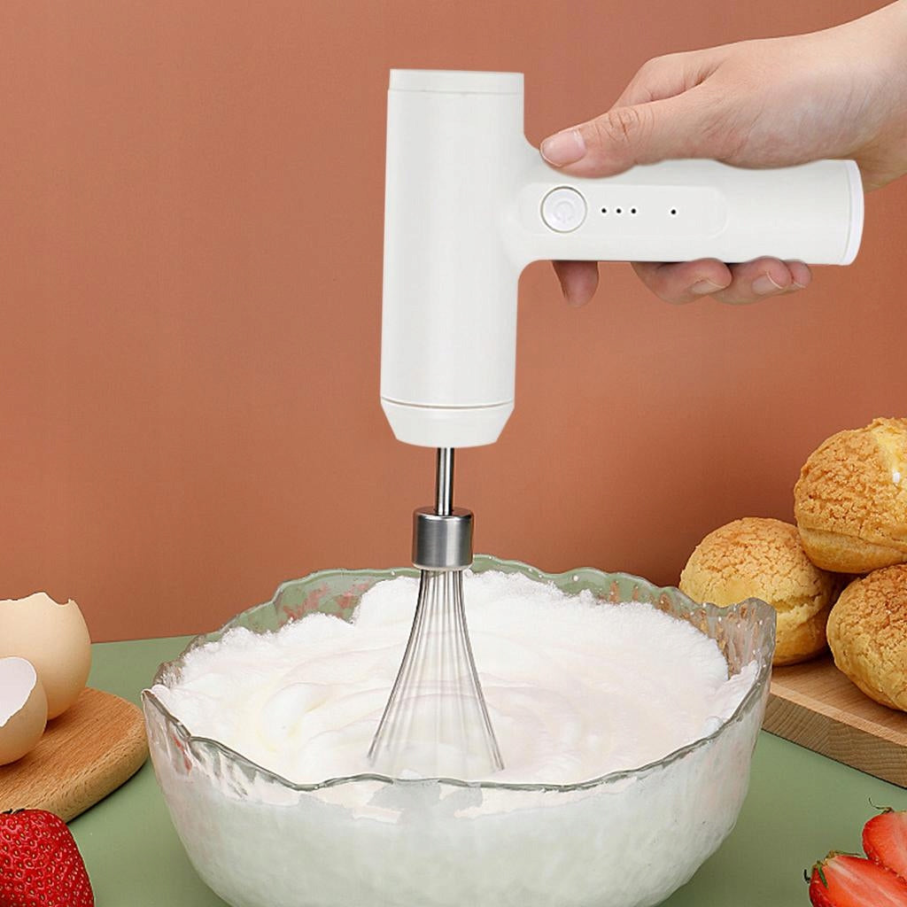Handheld Cordless Mixer 3 Speeds Lightweight Power Kitchen Egg Whisk Beige Power rating 1 W