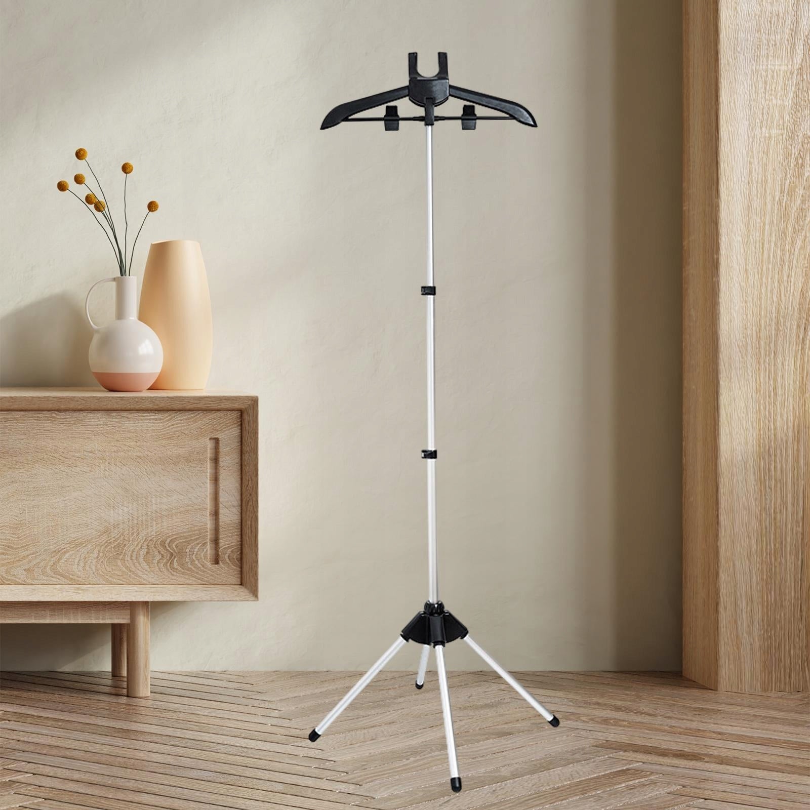 Handheld Garment Steamer Rack Easy to Use Space Saving Retractable black