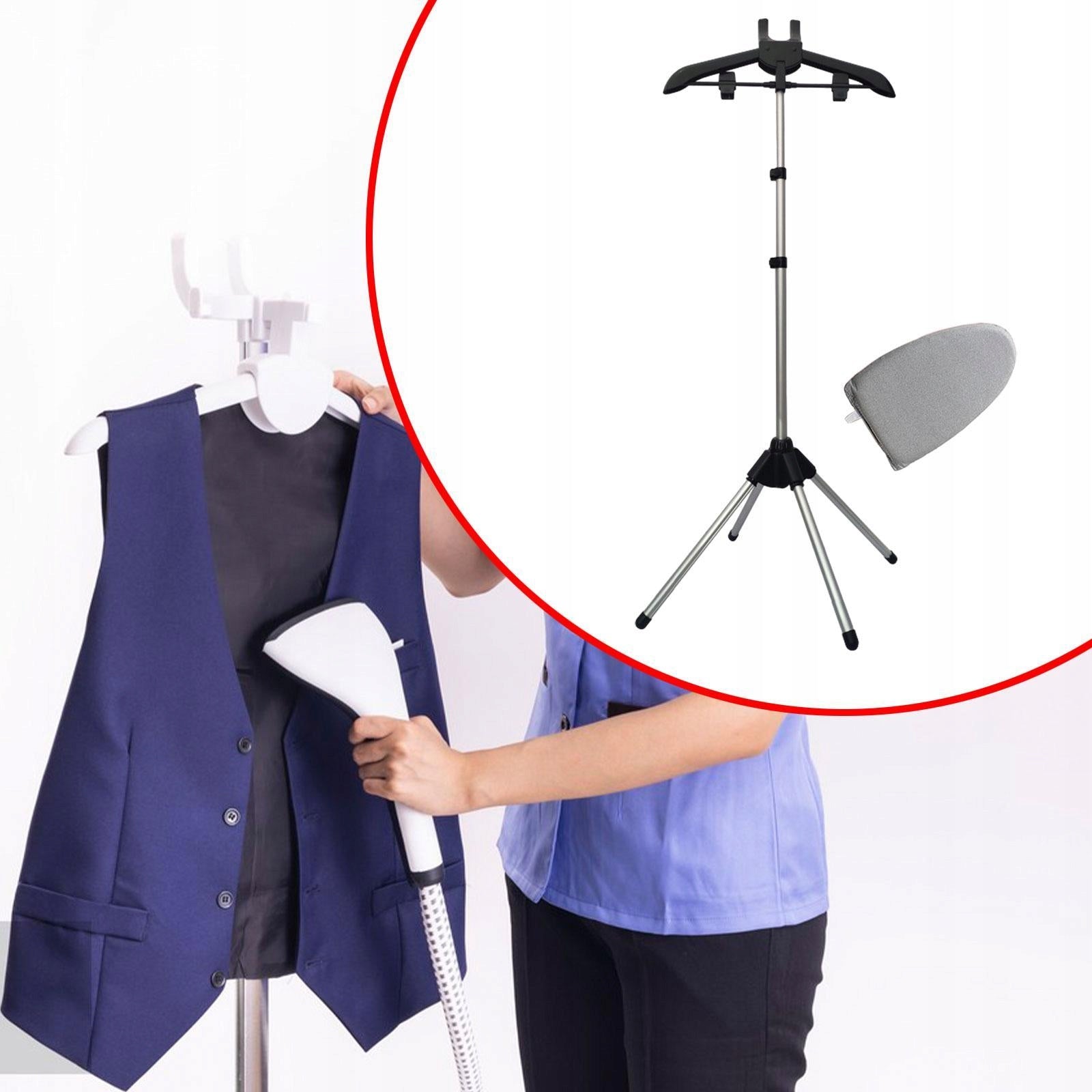 Handheld Garment Steamer Rack with Ironing Glove for Overcoat Shirt Black
