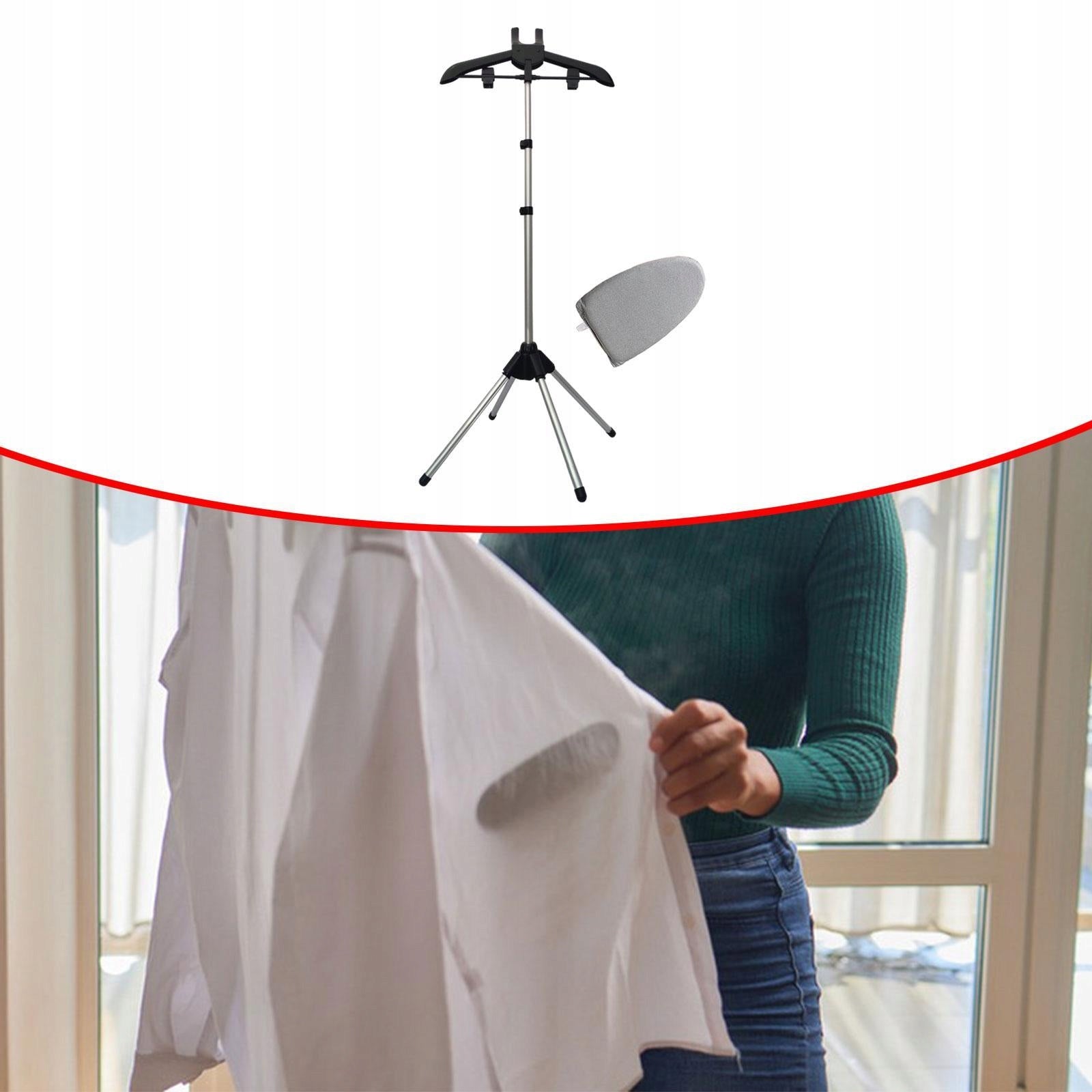 Handheld Garment Steamer Rack with Ironing Glove for Overcoat Vest Black