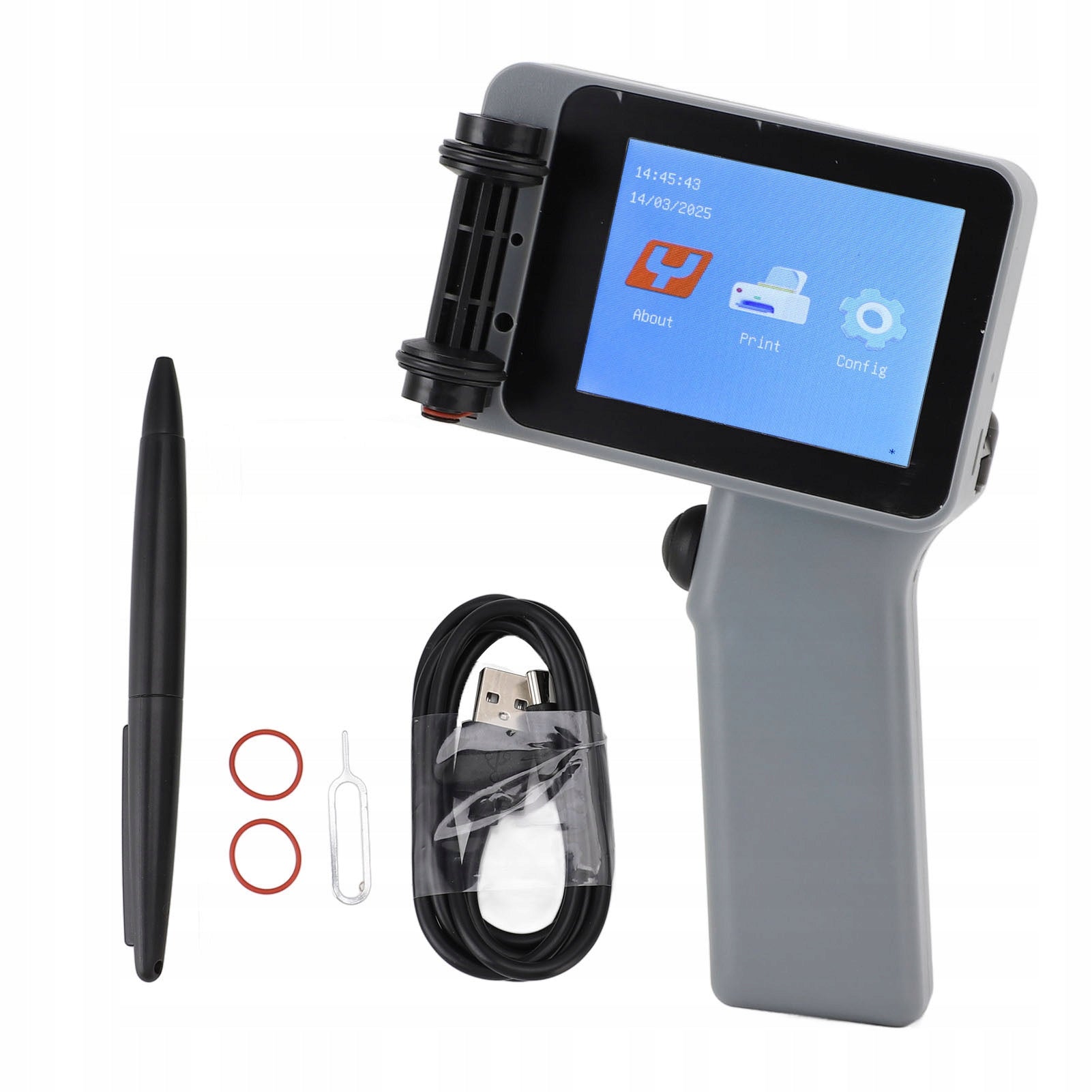 Handheld Inkjet Printer Silver Color 12,7mm HD LED 4,3 Inch OB