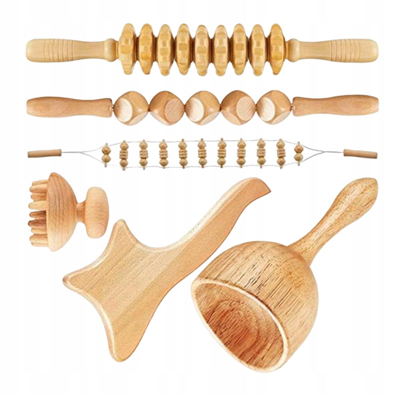 Handheld Massage Tools for Wood Therapy Gua Sha Roller Muscle