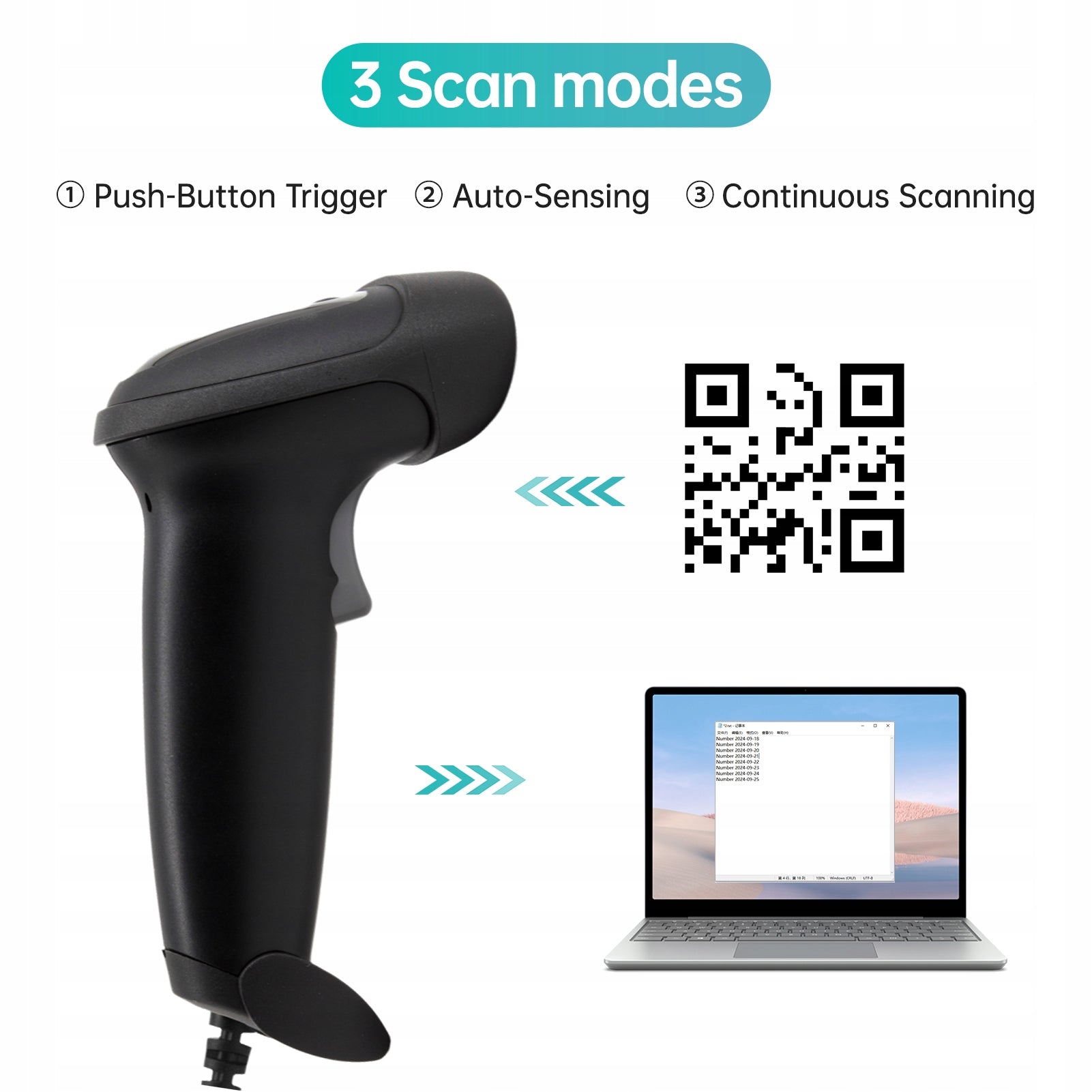 Handheld USB 2D 1D Barcode Scanner COMS Sensor Fast H1 Printing technology other