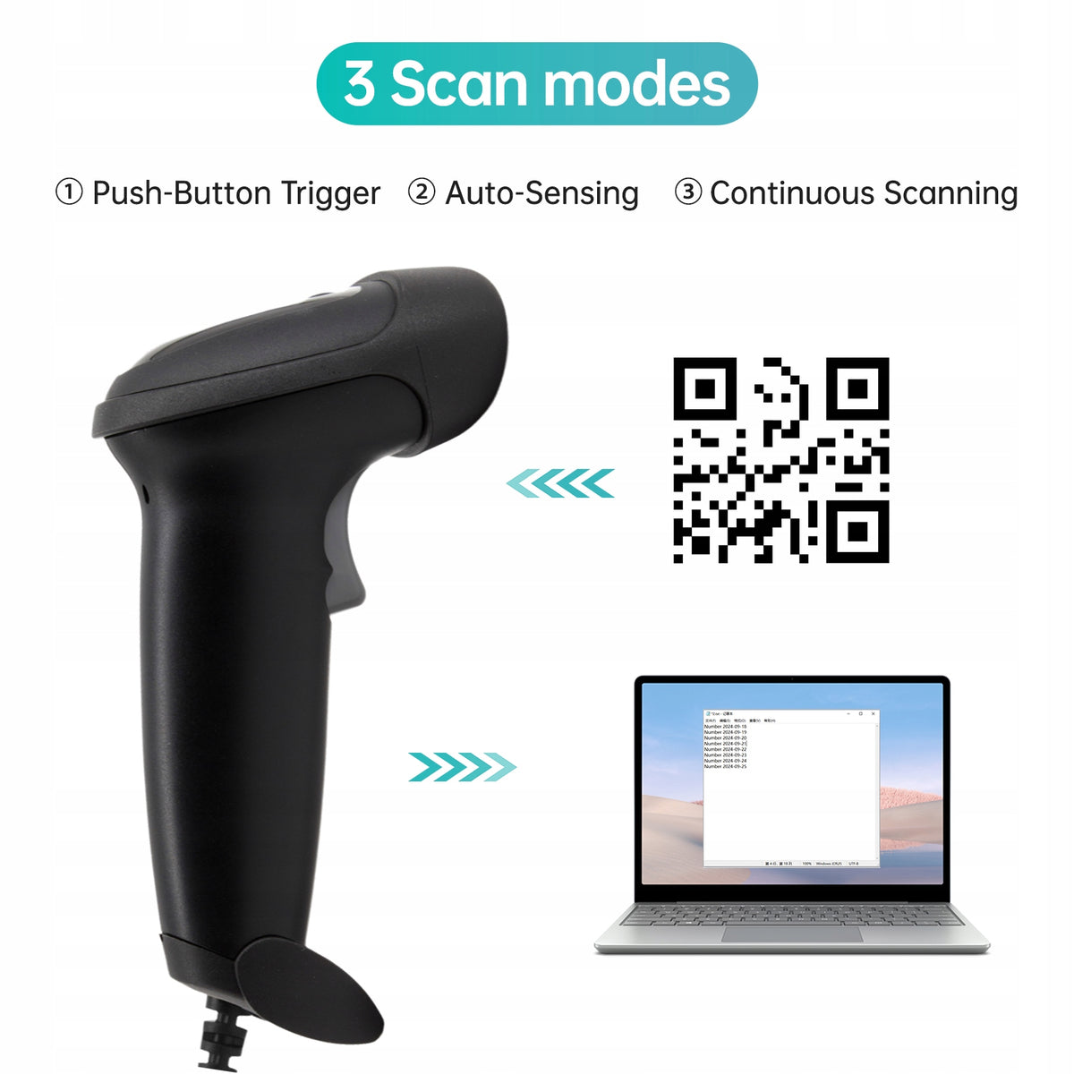 Handheld USB 2D 1D Barcode Scanner COMS Sensor Fast H1 Printing technology other