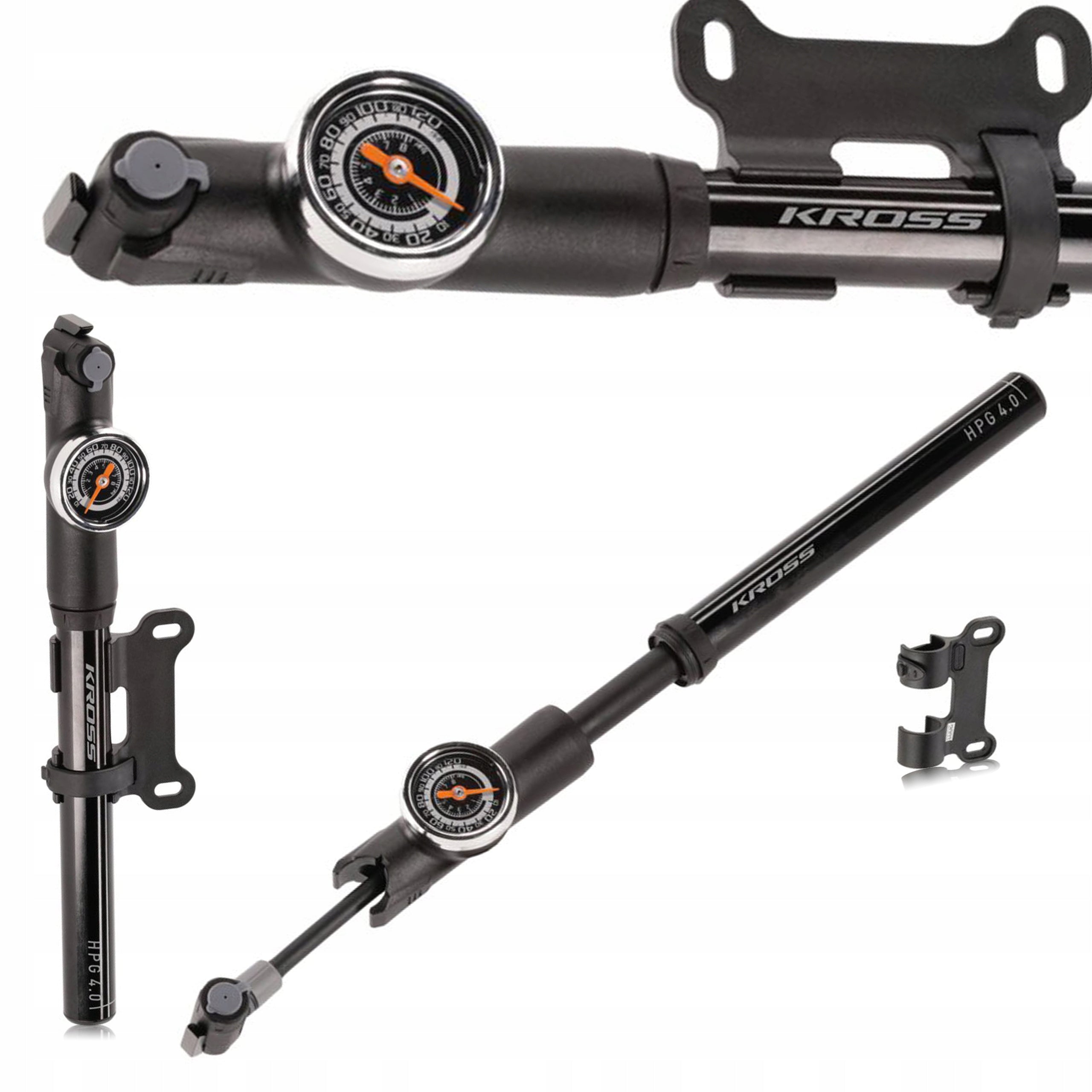 Handheld bicycle pump Kross HPG 4.0 120 PSI LIGHTWEIGHT MOUNTING PRESSURE GAUGE FV/AV