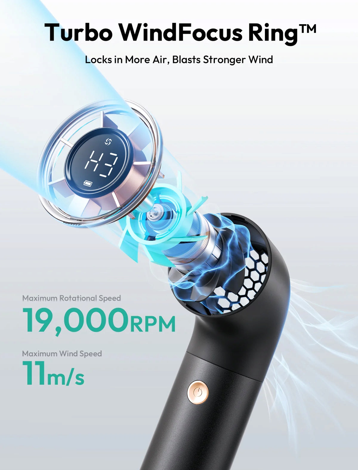 Handheld fan Aecooly Aero Ultra 4500 mAh USB-C 7 gears Turbo 11 m/s Model Aero Ultra