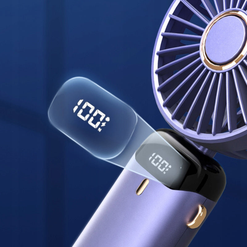 Handheld fan, USB-C portable, foldable, digital display Brand no brand