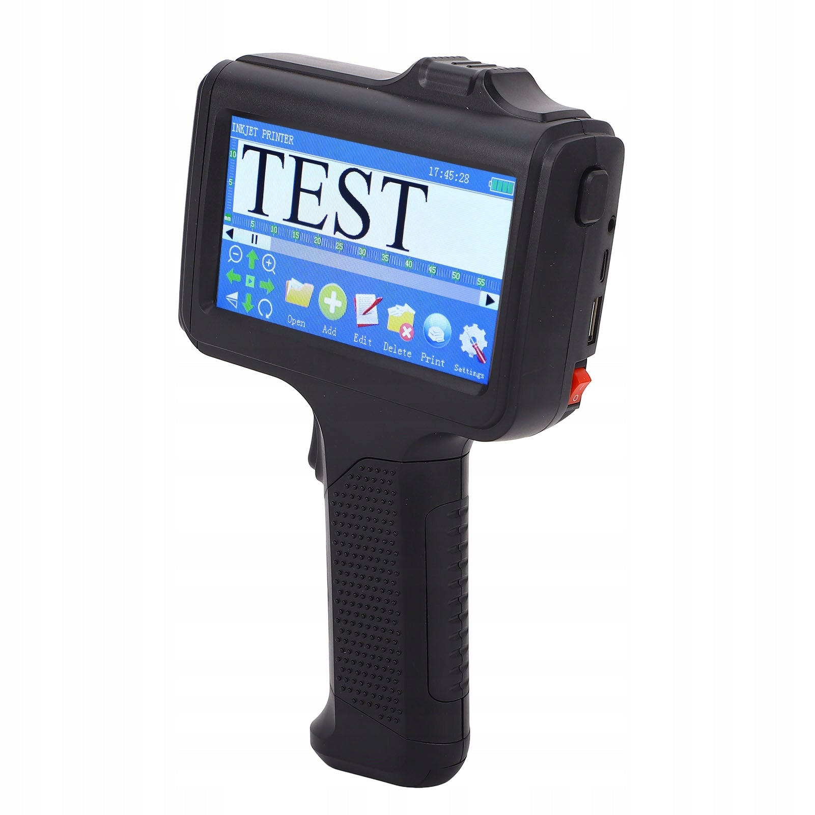 Handheld inkjet printer 2 – 12,7 mm adjustable touch screen o ON