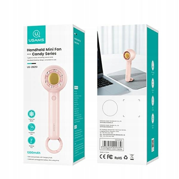 Handheld mini fan USAMS Candy 1200mAh handy travel fan Dominant color pink