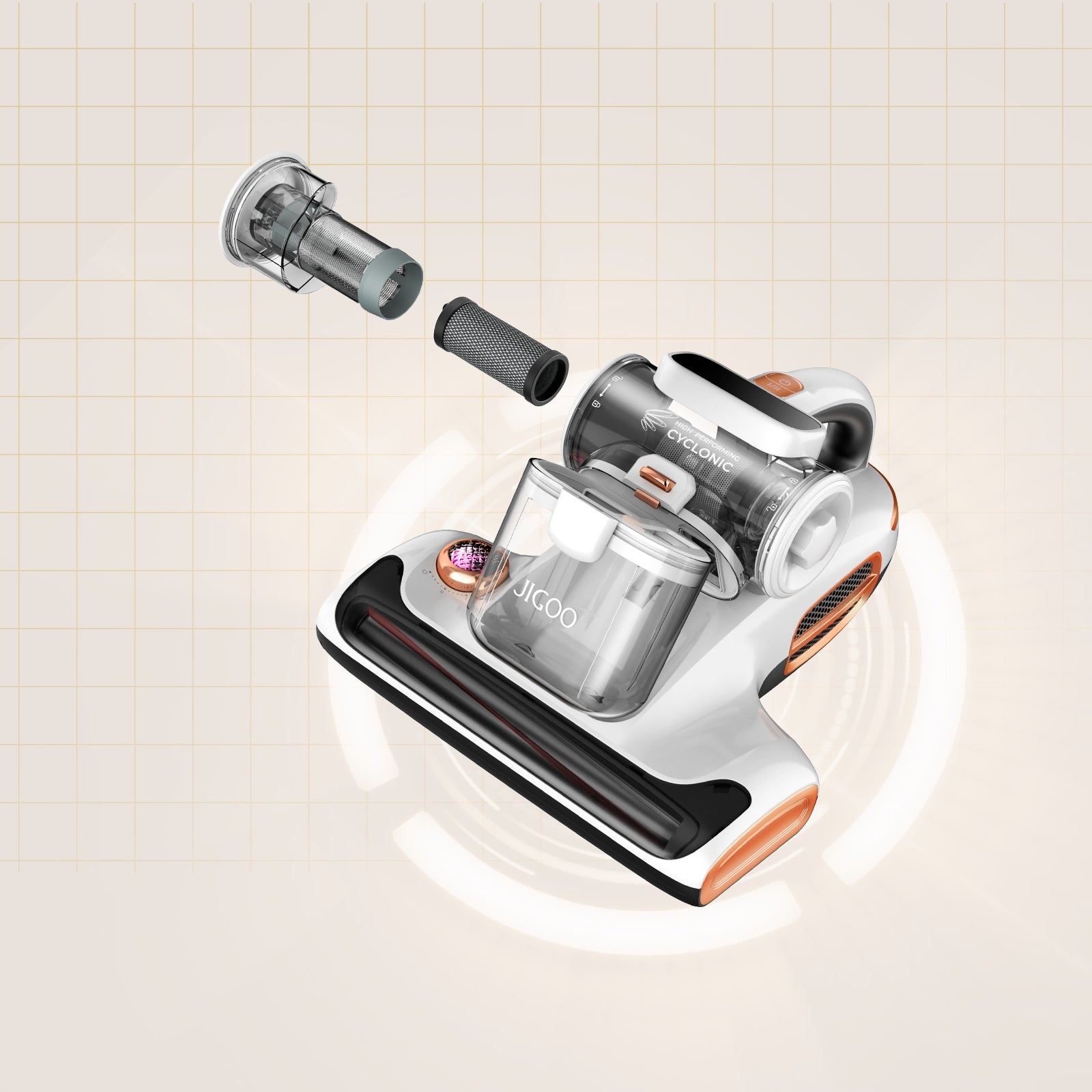 Handheld vacuum cleaner for mattresses 700W 15KPa JIGOO T600 UV 99,99% mites White Brand JIGOO
