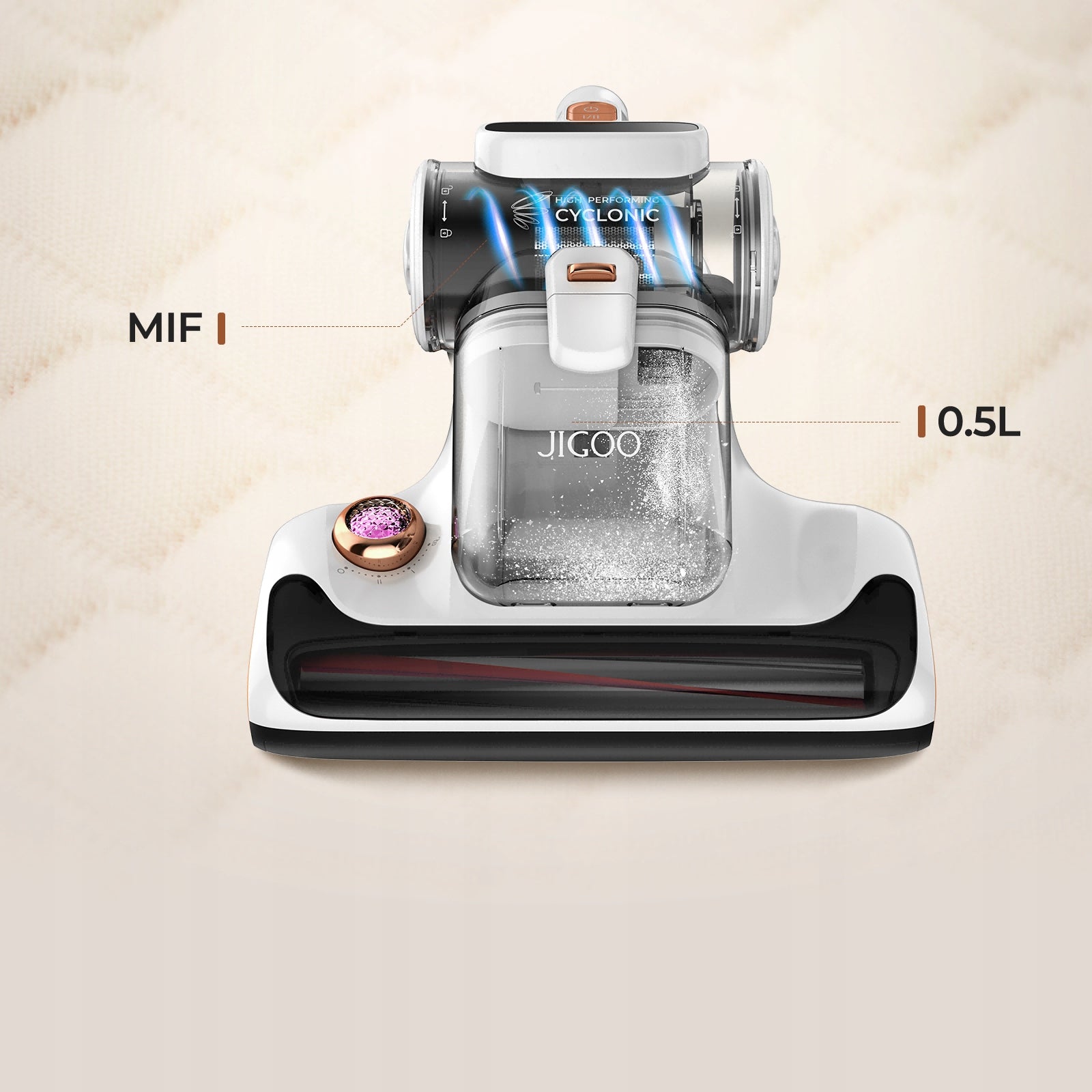 Handheld vacuum cleaner for mattresses 700W 15KPa JIGOO T600 UV 99,99% mites White Dust container volume 0.5 l