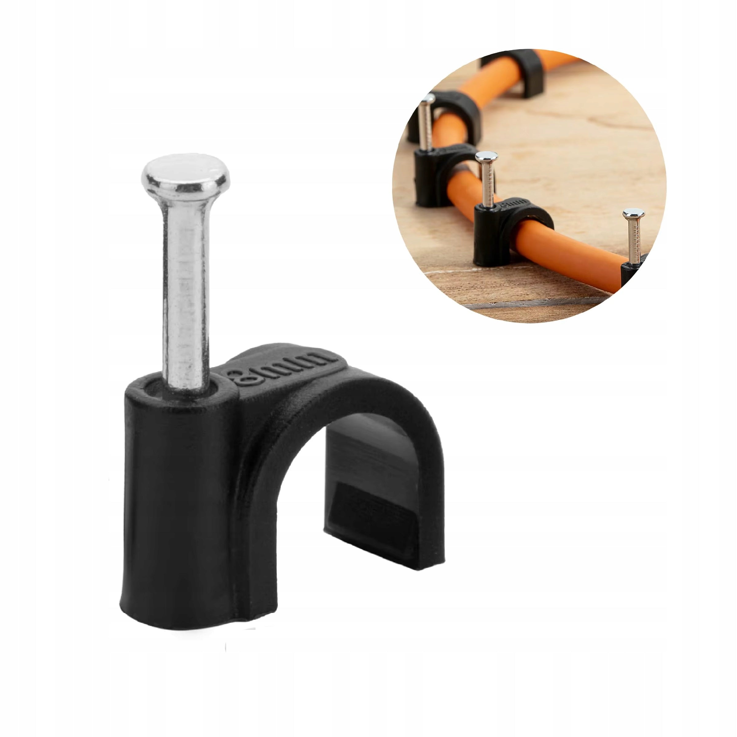 Handles Wire Cable Clips 8mm Round BLACK With Nail 100pcs Brand no brand