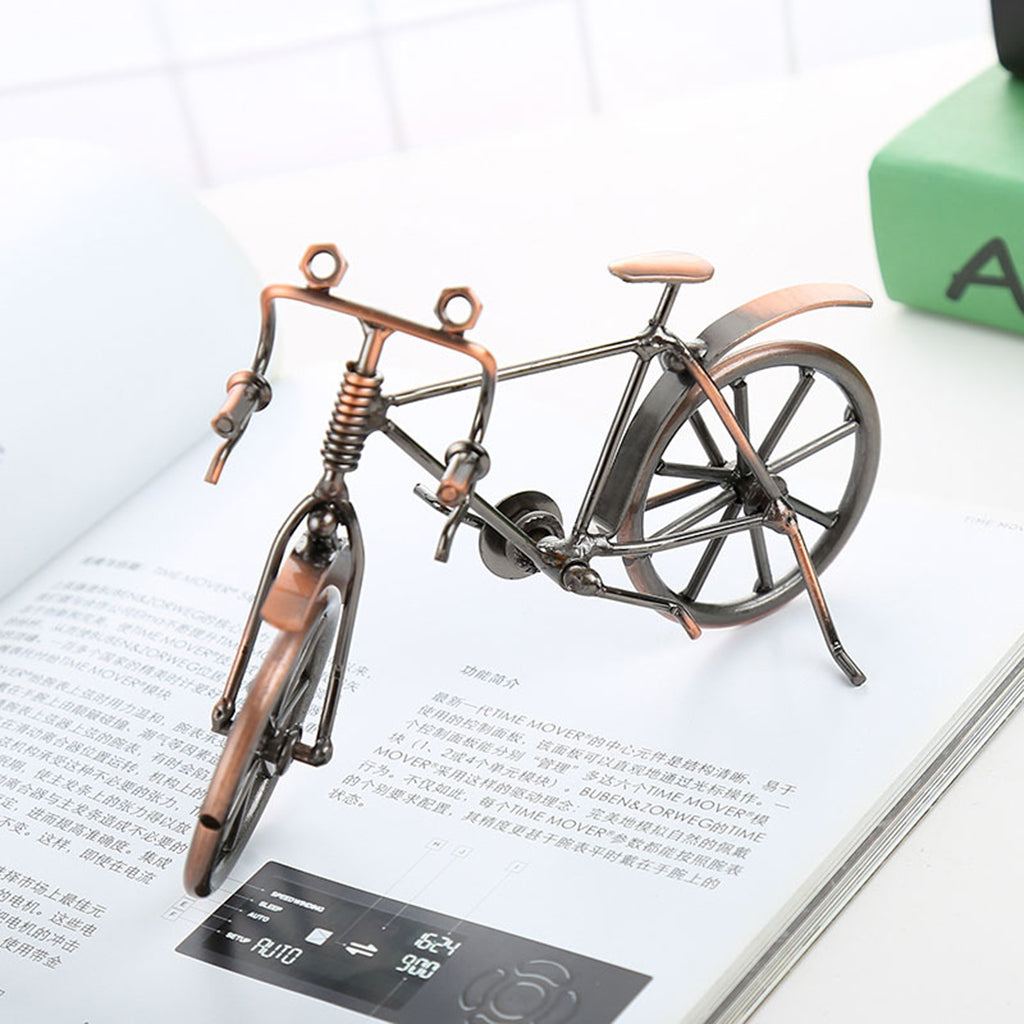 Handmade 7" Iron Retro Bicycle Model Sculpture Mini Bike Replica Home Decor Packaging status original