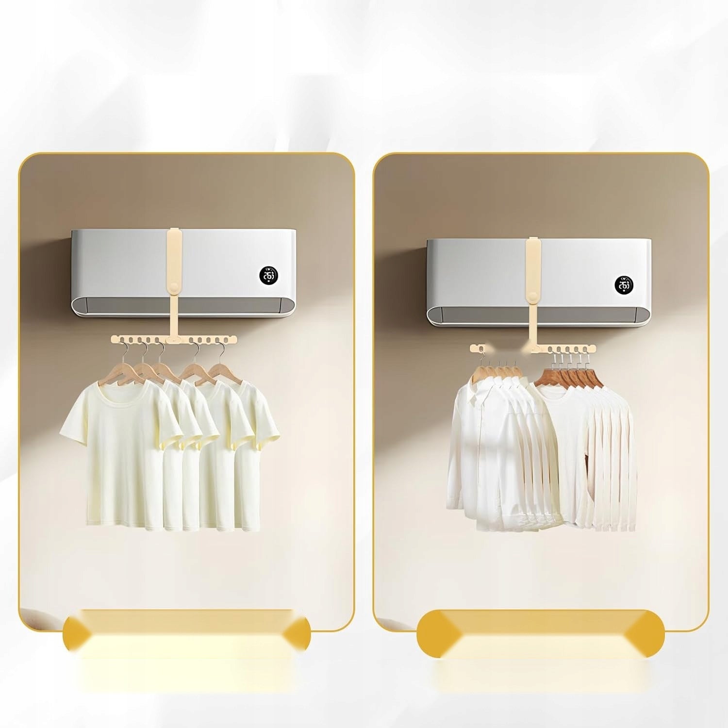Hanger Folding Travel Wall Dryer 10 Holes Cream Lightweight Unfolded width 1 cm
