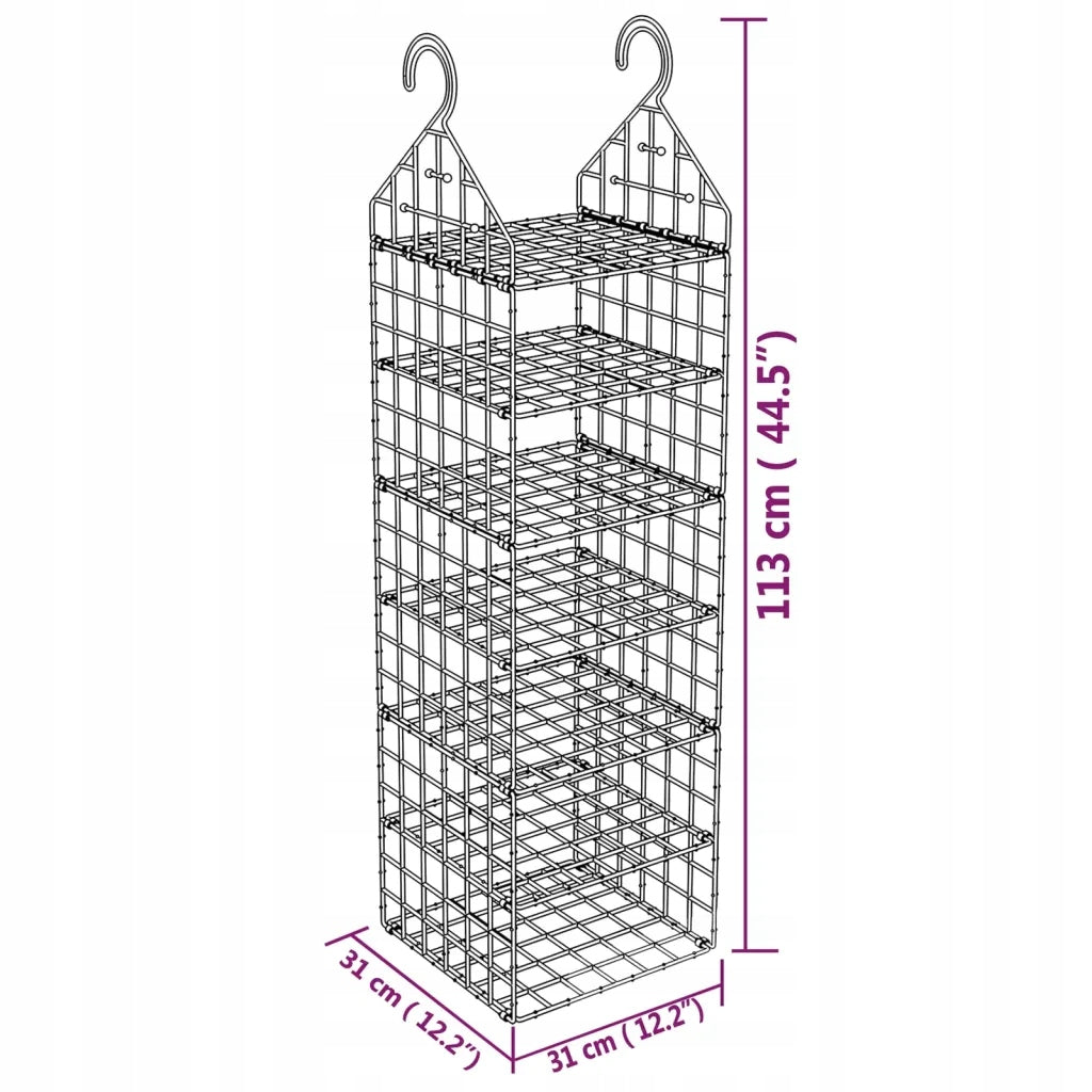 Hanging Closet Organizer with 7 Shelves Product weight with unit packaging 1.7 kg