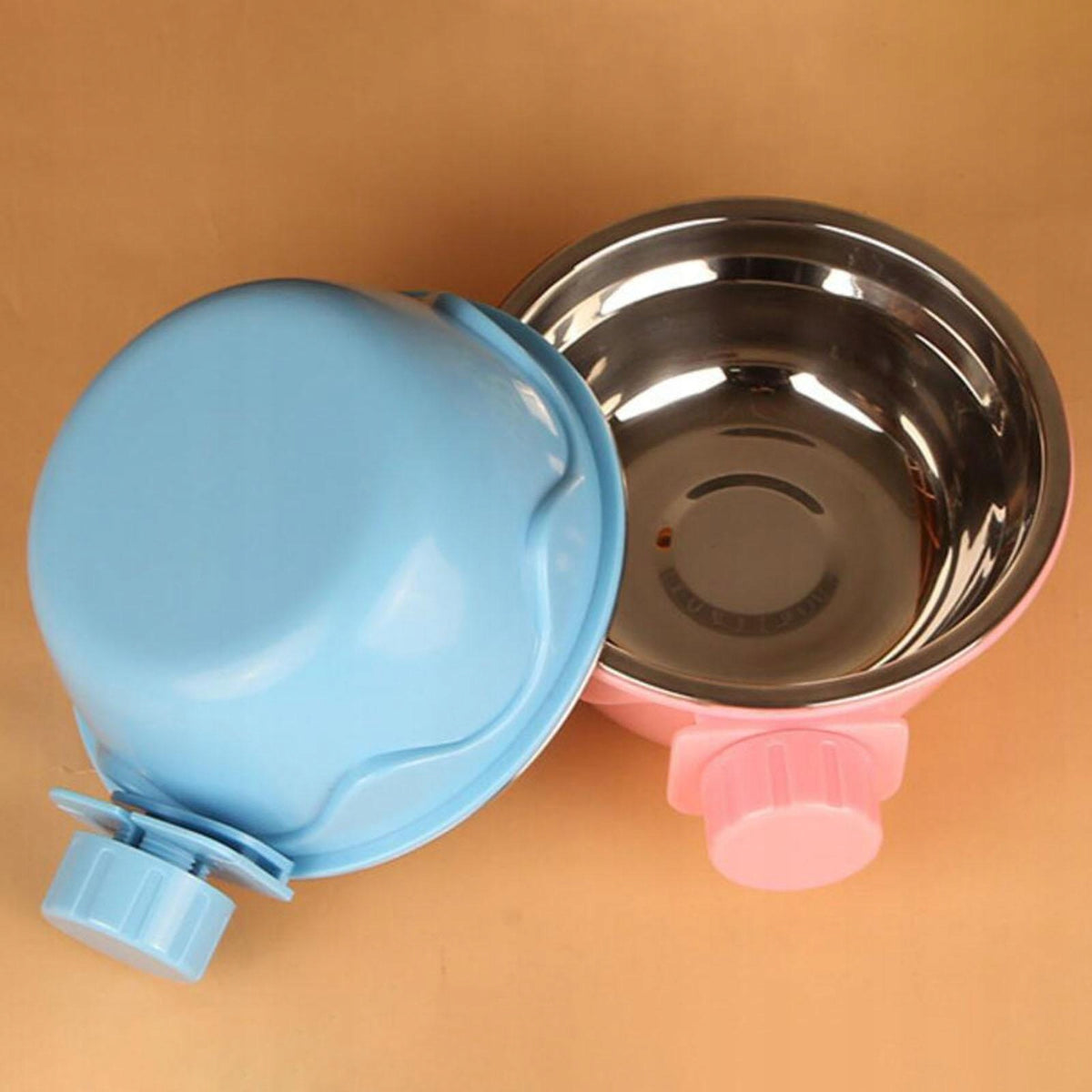 Hanging Crate Dog Bowl Removable Cage Coop Cups for Puppy Rabbit pink Packaging status original