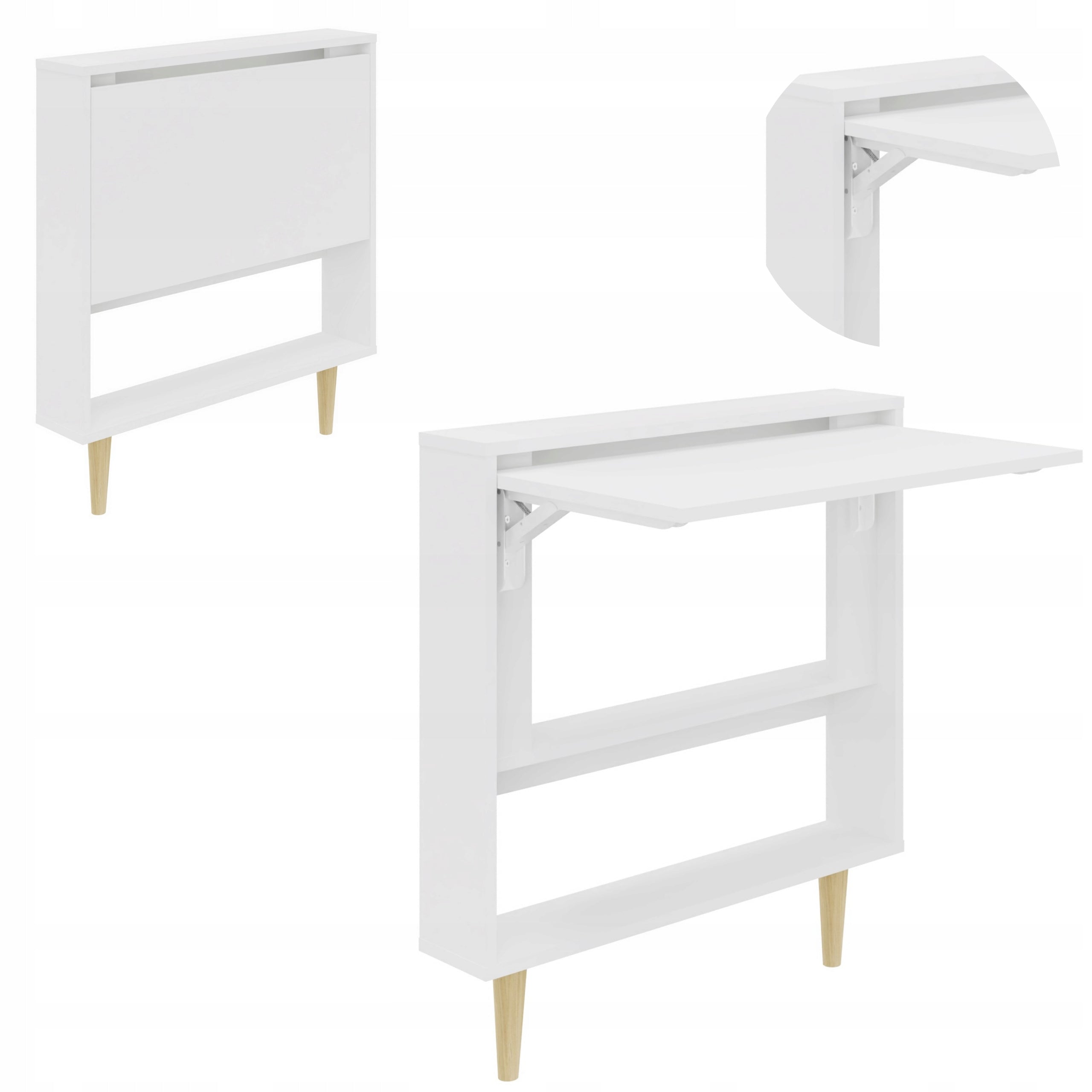 Hanging Desk FLEXO White Cabinet Shelf Wall Rack Folding