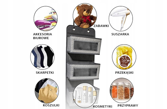 Hanging Door Organizer 4 Spacious Pockets Light Grey Hanging Manufacturer code 4042-P