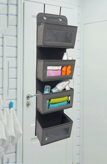 Hanging Door Organizer 4 Spacious Pockets Light Grey Hanging Packaging status original