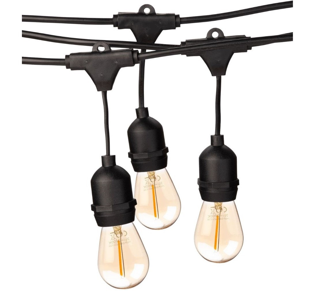 Hanging Garden Garland 5m 10 Bulbs 0,5w Amber LED Black