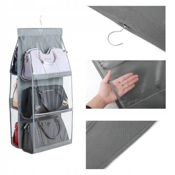 Hanging Organizer for Bag Cabinet 6 Pockets Grey Bar Hanger EAN (GTIN) 5904384753864
