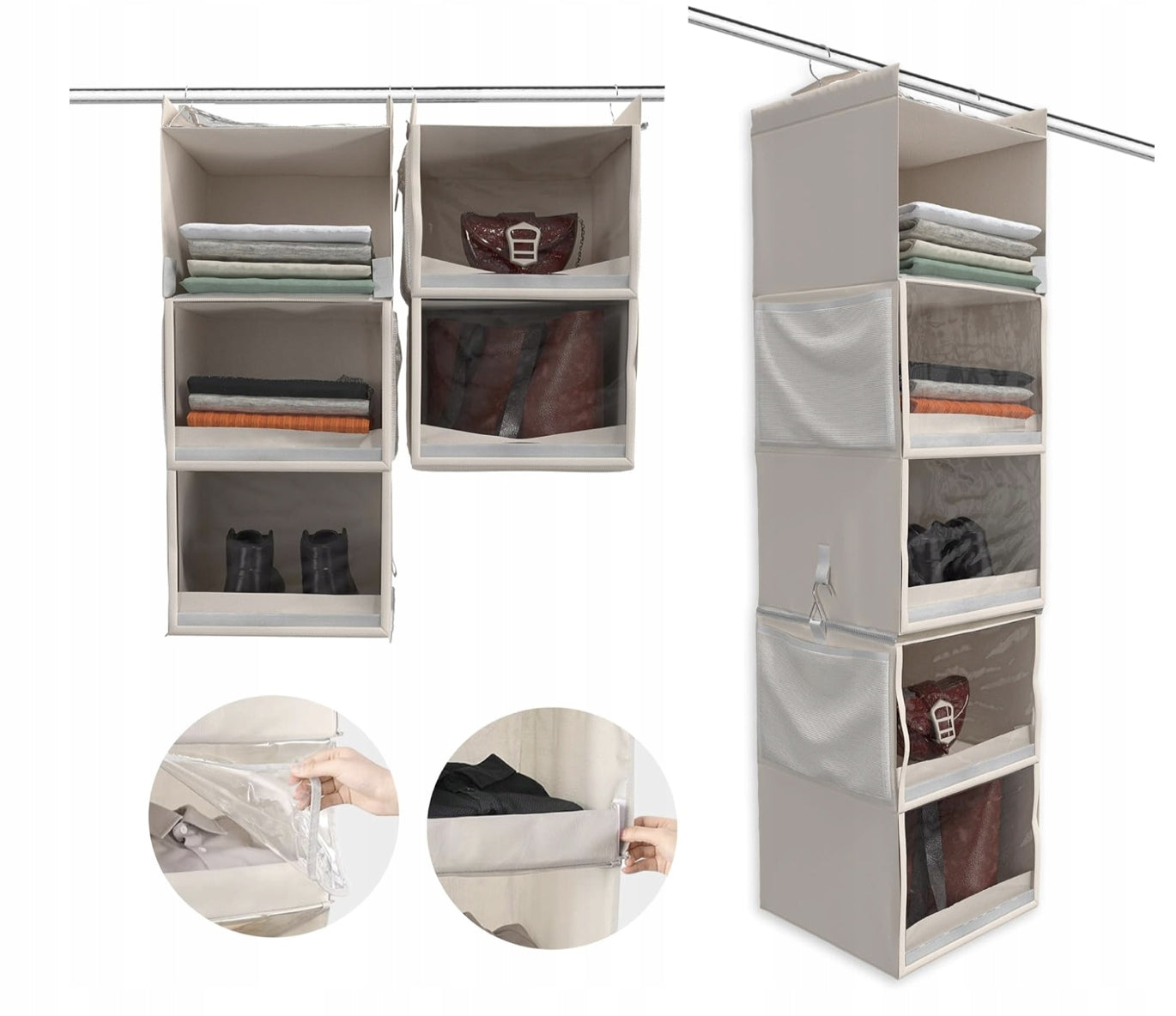 Hanging Organizer with 5 Shelves for Cabinet REPLACEMENT Dust Cover BEIGE Packaging status original