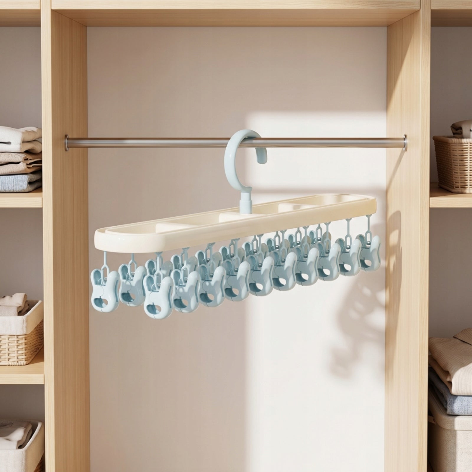 Hanging Rack with Clips Space-Saving Drying Rack with Clips Swivel for Rv Packaging status original