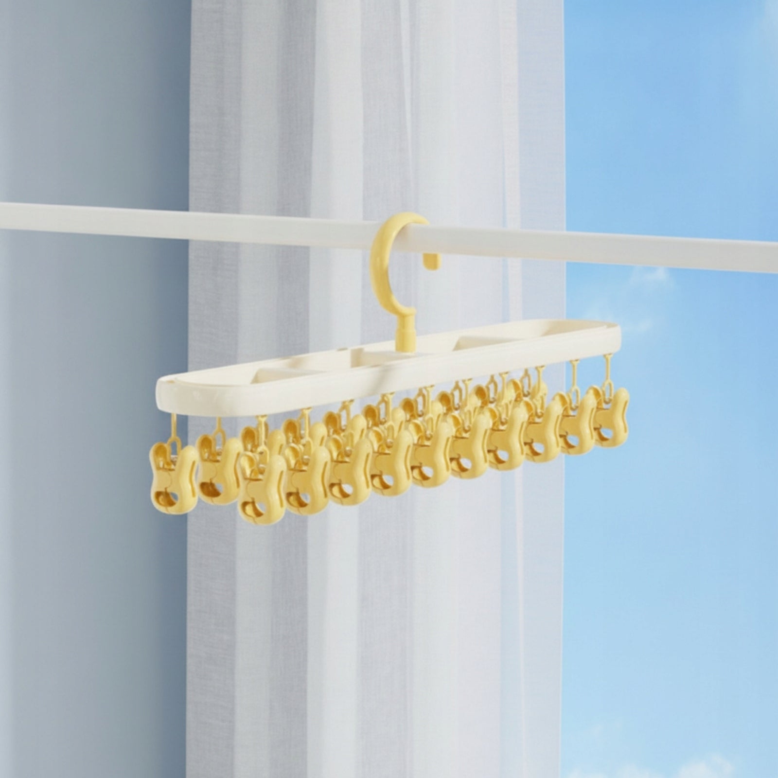 Hanging Rack with Clips Space-Saving Drying Rack with Clips Swivel for Rv Unfolded width 10 cm
