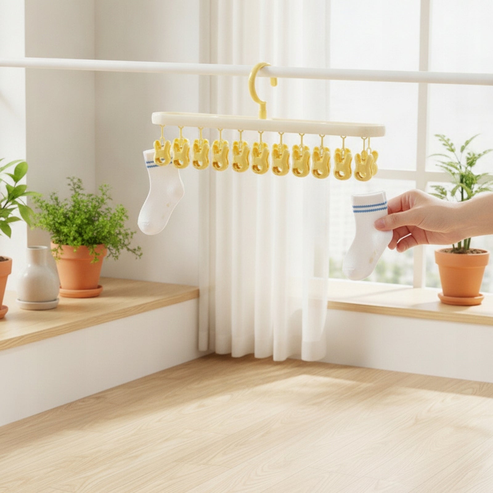 Hanging Rack with Clips Space-Saving Drying Rack with Clips Swivel for Rv Weight 300 kg