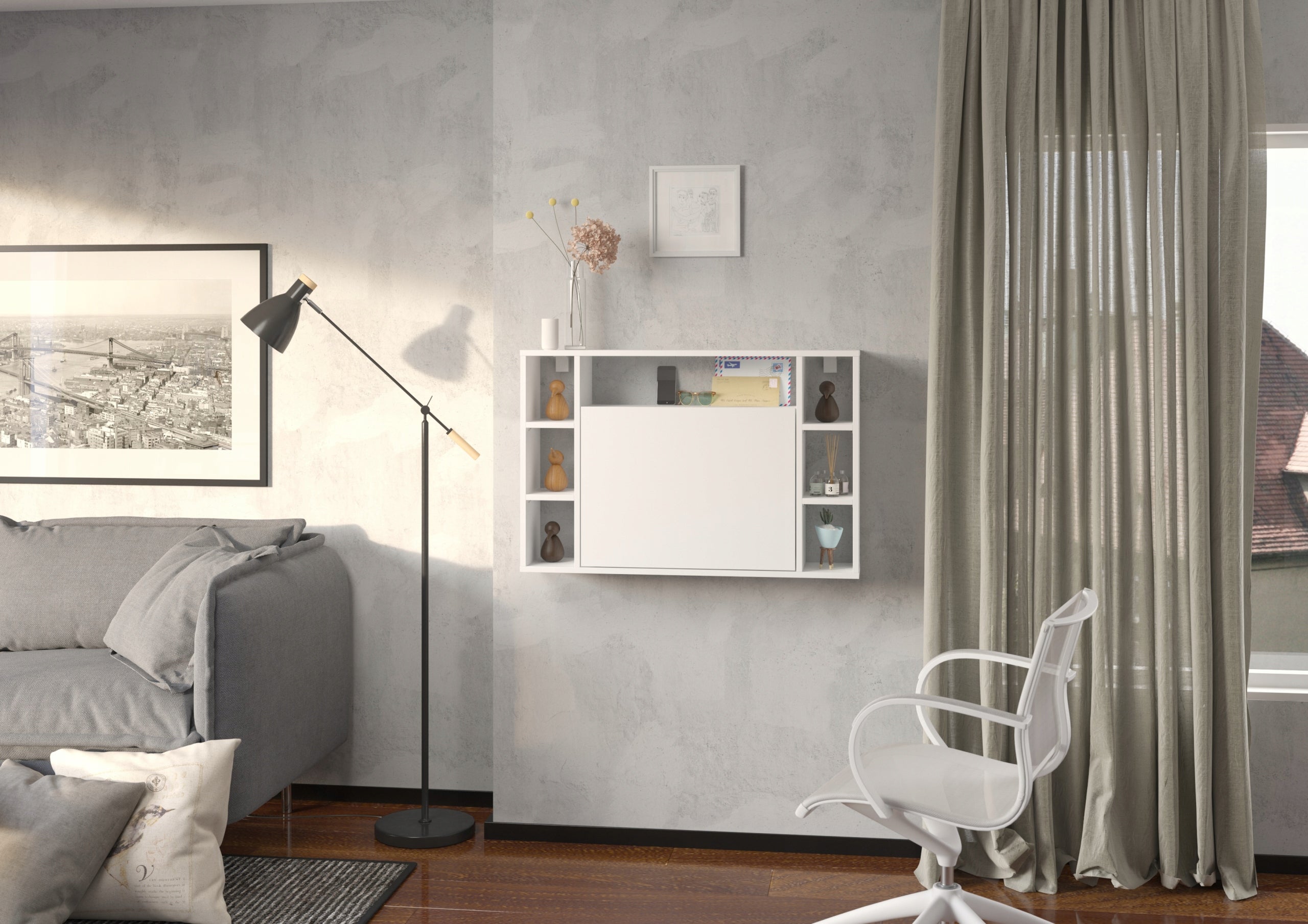 Hanging desk small space Muse 94 x 20 x 62 cm white Brand Homlando