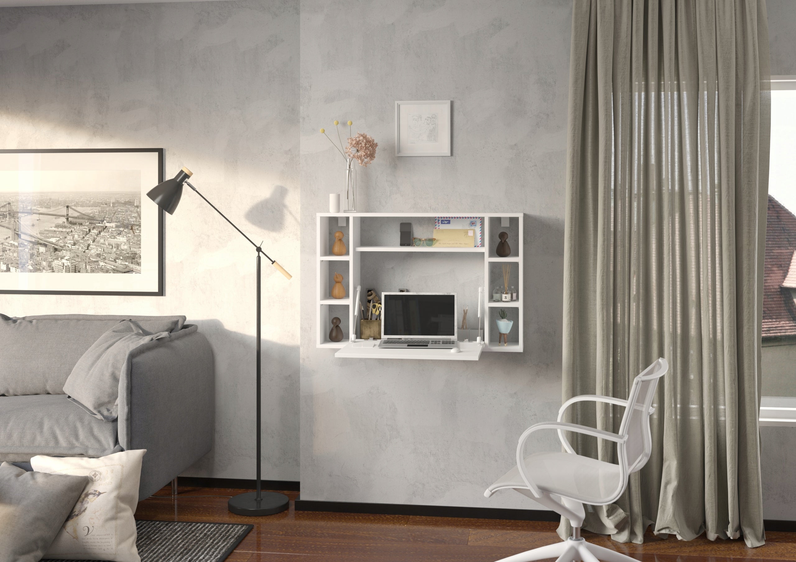Hanging desk small space Muse 94 x 20 x 62 cm white