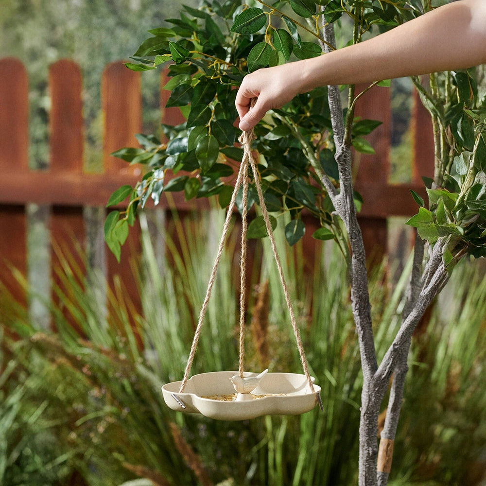 Hanging feeder eco 23 cm for birds with drinker for balcony and garden Main material Bamboo