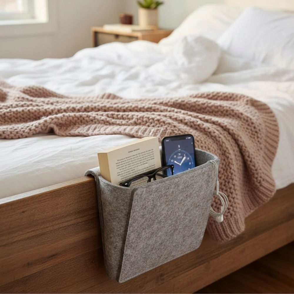 Hanging org.anizer for bed, remote controls, accessories, grey Manufacturer code 7206