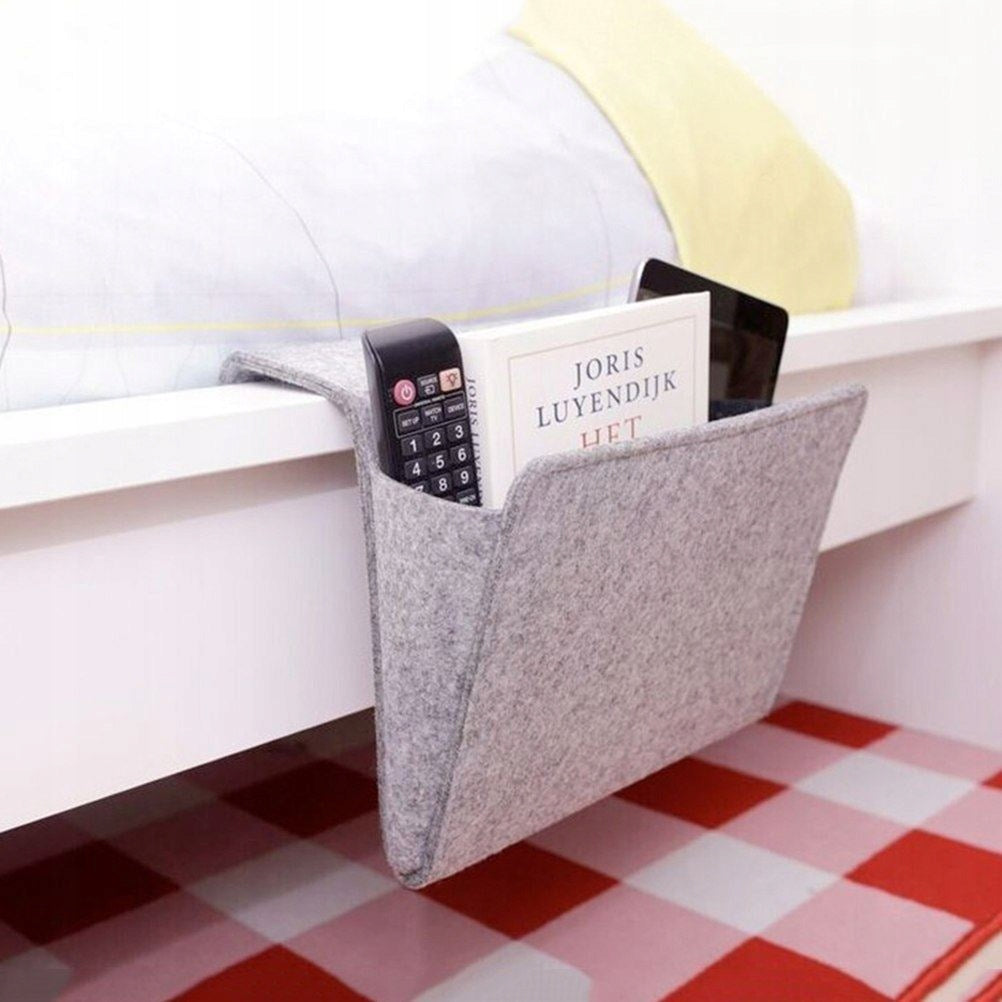 Hanging org.anizer for bed, remote controls, accessories, grey Packaging status original