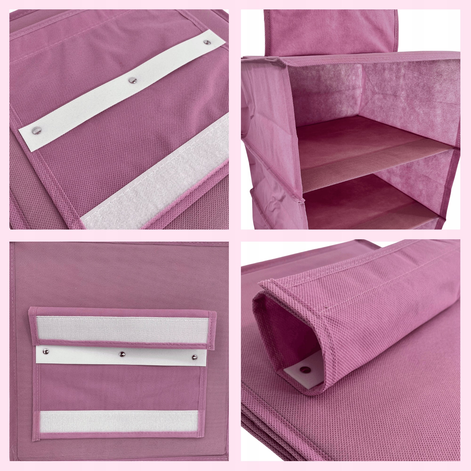 Hanging organizer with 4 compartments, pink, 33x33x82cm for railing, Velcro Brand no brand