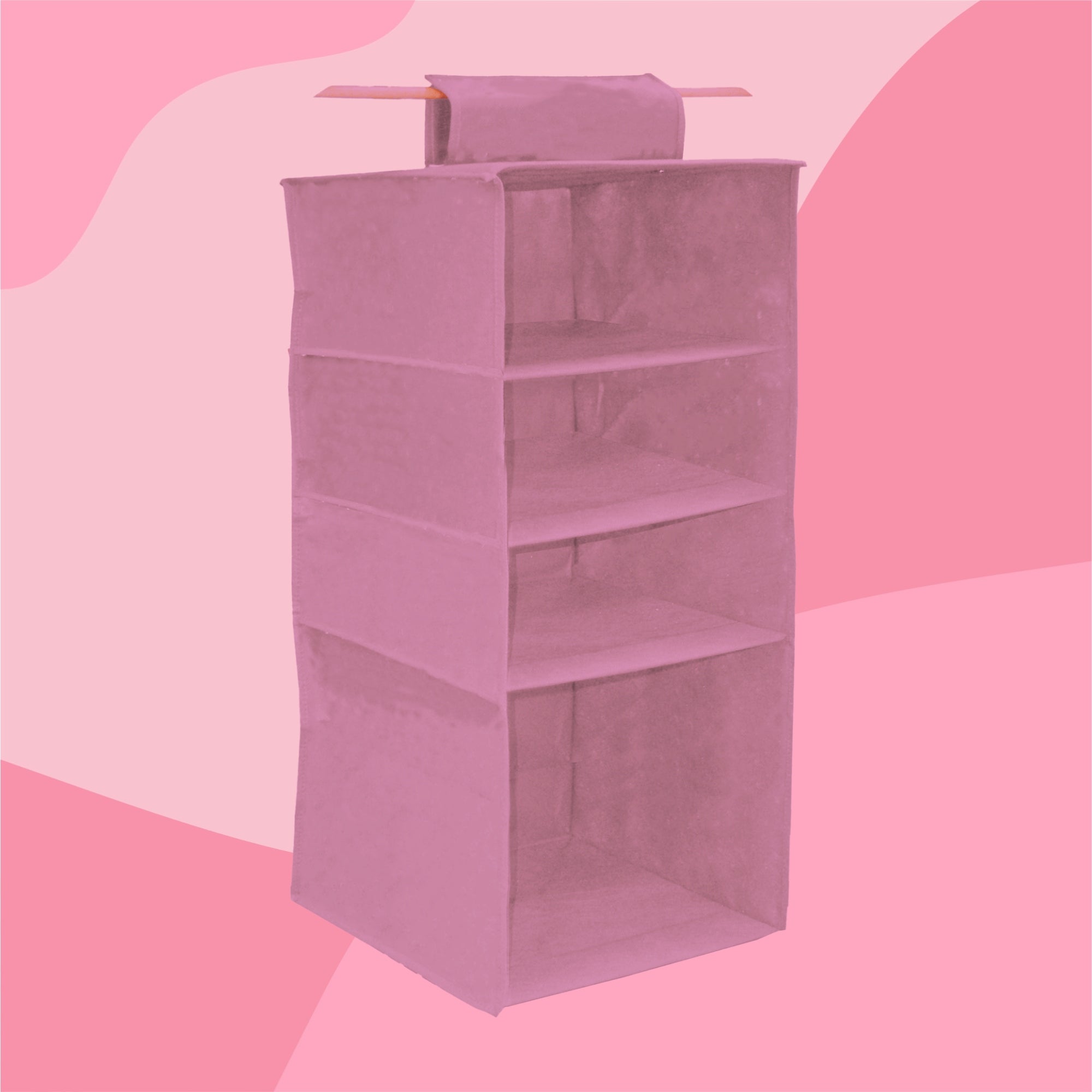 Hanging organizer with 4 compartments, pink, 33x33x82cm for railing, Velcro Packaging status original